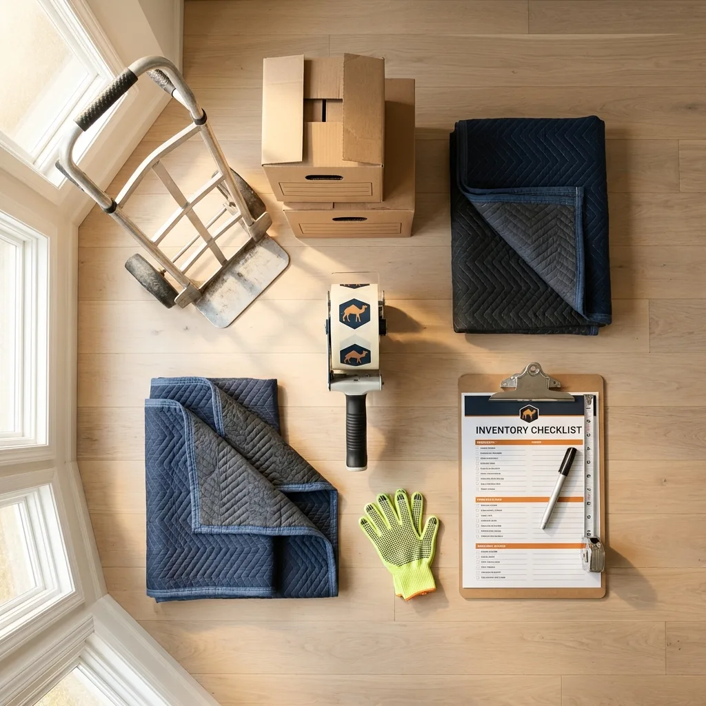 Professional moving supplies and packing materials layout for San Ysidro residential relocations